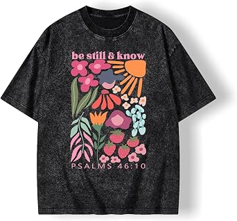 Graphic Tees Summer Women Men Cotton Novelty Oversized Crew Neck Christian Washed T-Shirt