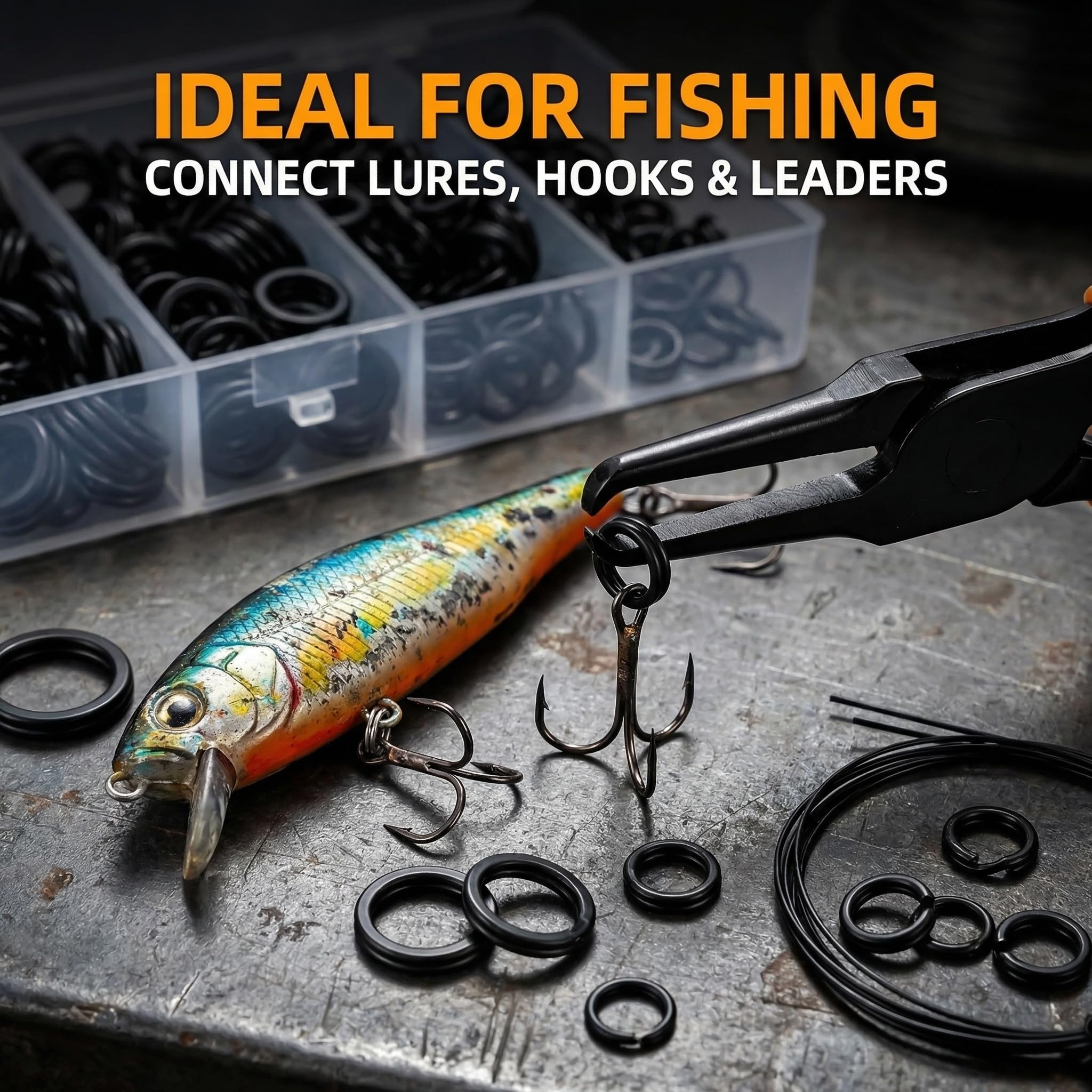 connected fish lure connectors Fishing Split Rings Kit: 250pcs Heavy Duty Steel Fishing Making Ring Fishing Hook Connector Tackle(Black Split Set) : Sports & Outdoors Crazy Fish Polaris 3