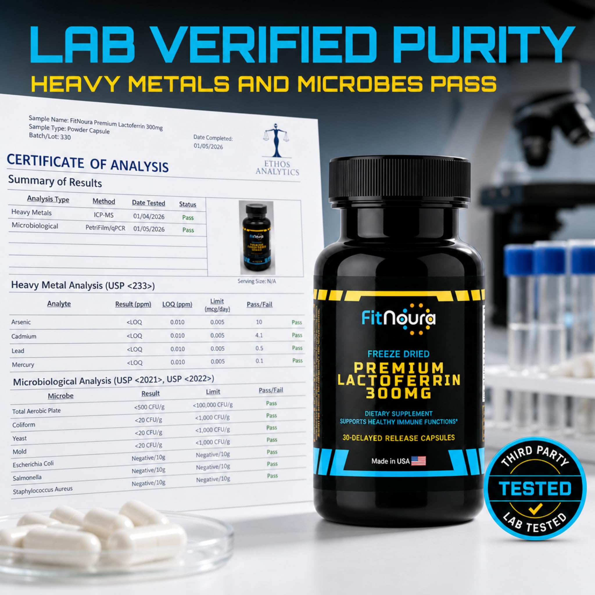 Enteric Coated Lactoferrin Supplement - Delayed Release Capsules | Grass Fed Bovine Lactoferrin | Immune Support, Boosts Immunity, Gut Health, Digestive Support | Low Lactose — Amazon image 3