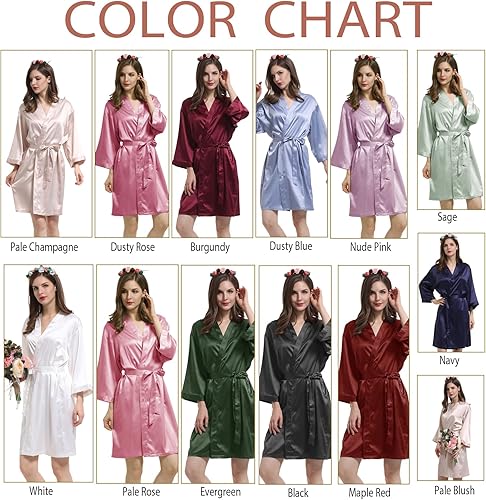 Miniatura 5 de Bata kimono de novia  Satén Dama de honor Boda Fiesta Nupcial Mañana Seda Seda Bata para Mujer