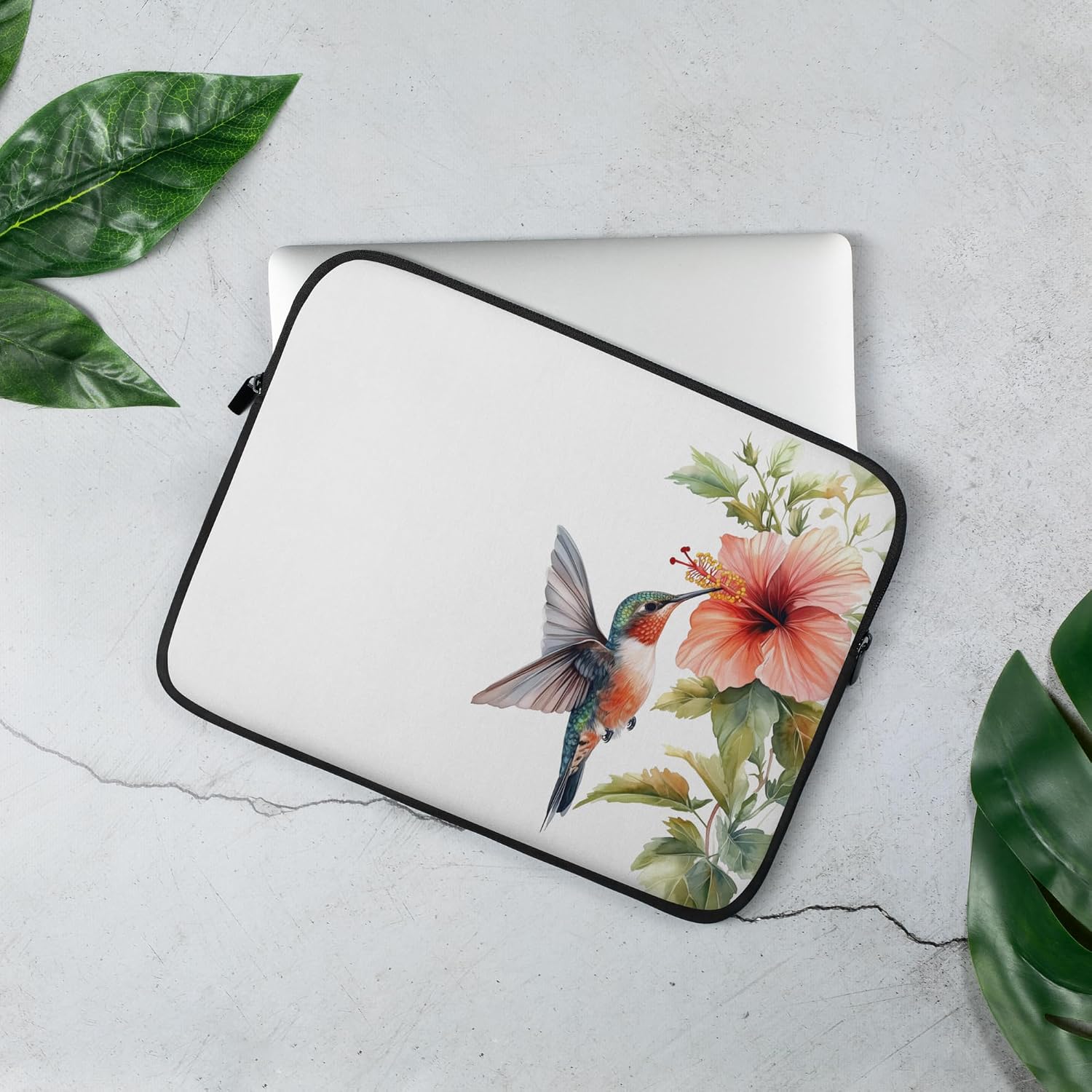 Colorful Hummingbird Wildflowers Botanical Bird Graphic Laptop Sleeve image 4