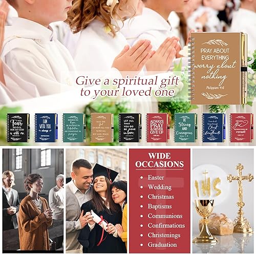 Miniatura 6 de Kosiz 160 regalos cristianos de Navidad a granel incluyen cuaderno en espiral y bolígrafo bíblico, diario de oración, recuerdos de fiesta religiosa,