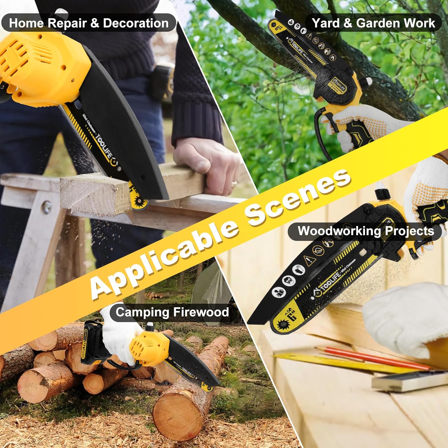TOOLIFE Mini Chainsaw Cordless 6 Inch, Handhled Chain saw with 1 Battery & Auto Oiling System, Electric Chainsaw for Tree/Wood Cutting, Best Valentine's Day Birthday Gifts for Men Dad Him