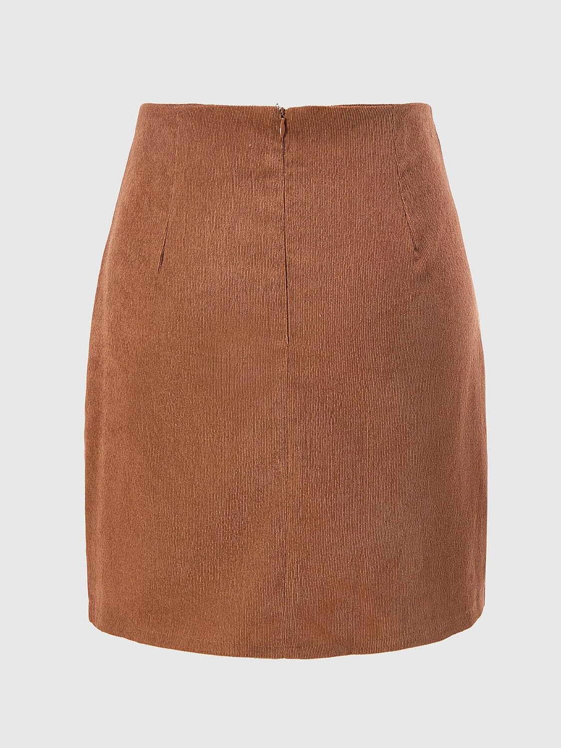 Women's Button Front Corduroy Mini Skirt High Waisted Bodycon Slit Work Office Dressy Skirts - Image 2