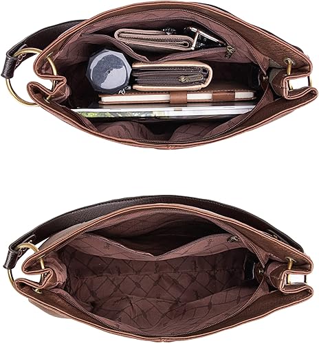 Miniatura 5 de Wrangler - Bolsas Hobo para mujer de cuero vegano con asa superior bolsos y bolsos de hombro Negro, Marrón, Coffee, Hot Pink, Caqui, Pewter