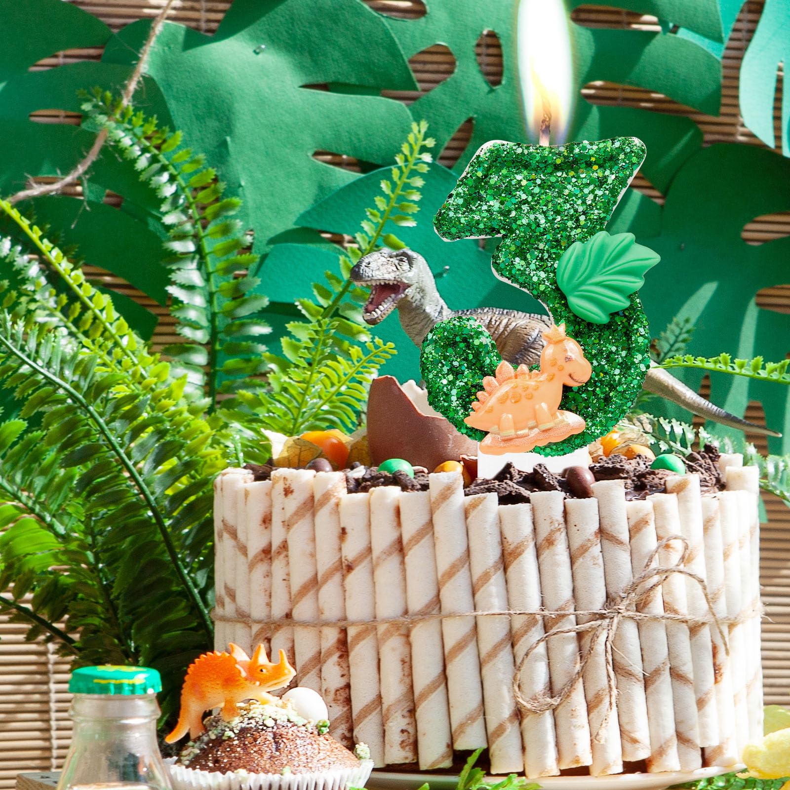 Velas De Cumpleaños De Dinosaurio, Lindas Velas De Pastel De Cumpleaños Con Temática De Dinosaurio 3D Para Decoración De Tartas De Fiesta, Juego De 4