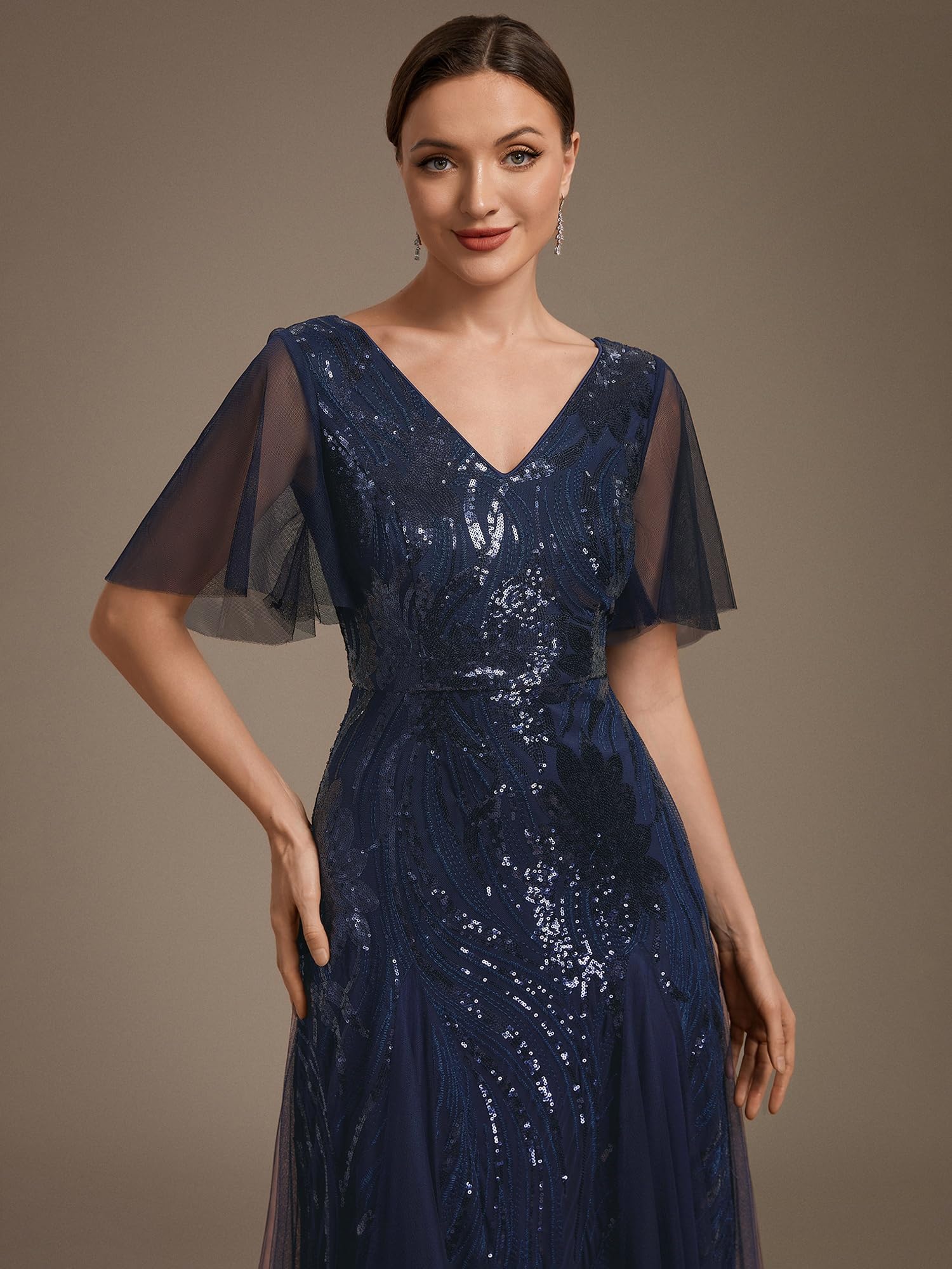 Ever-Pretty Abito da Sera Lungo Linea ad A con Scollo a V