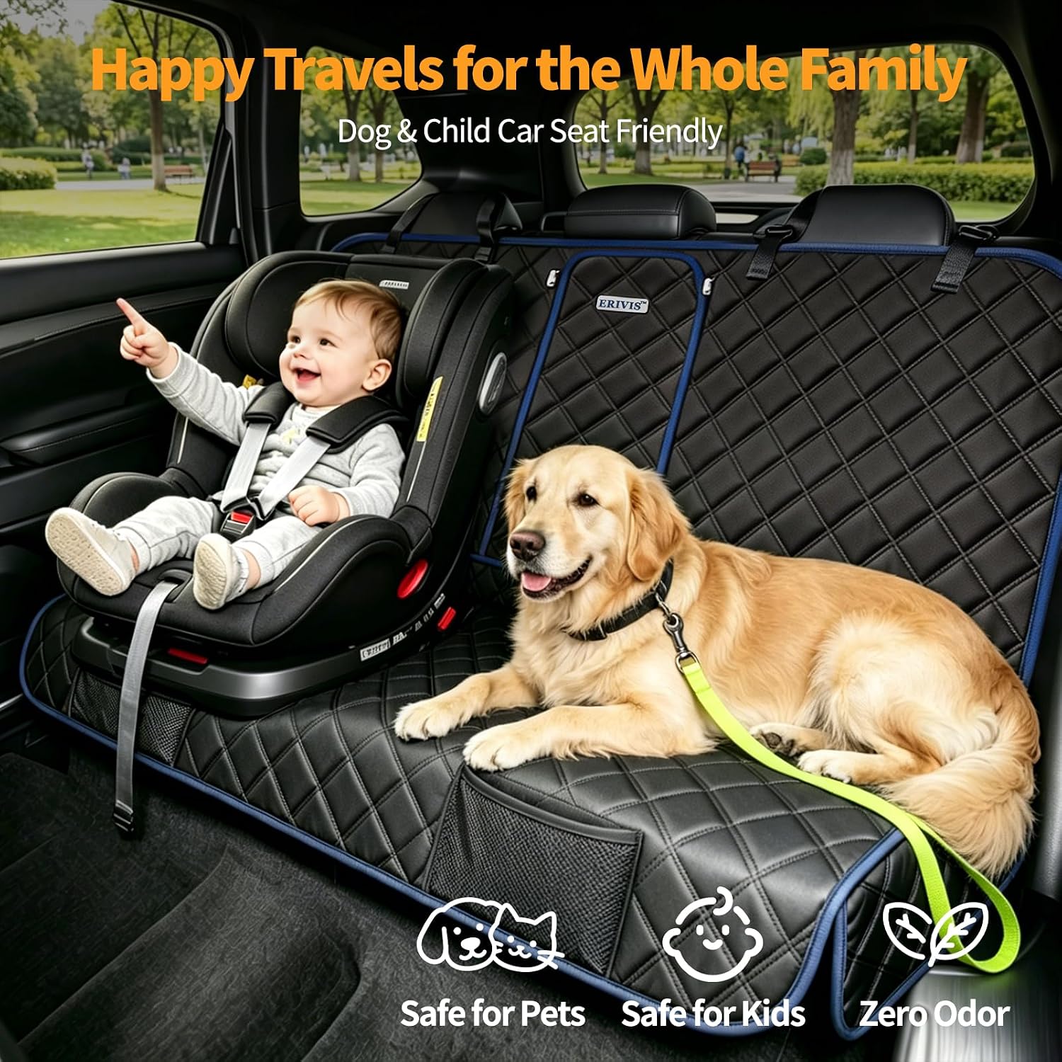 Dog Car Seat Cover for 2026 Subaru Crosstrek Forester Outback Legacy Ascent Impreza WRX BRZ Tribeca Accessories, 900D Waterproof Back Seat Cover for Kids & Pets, Rear Bench Seat Protector