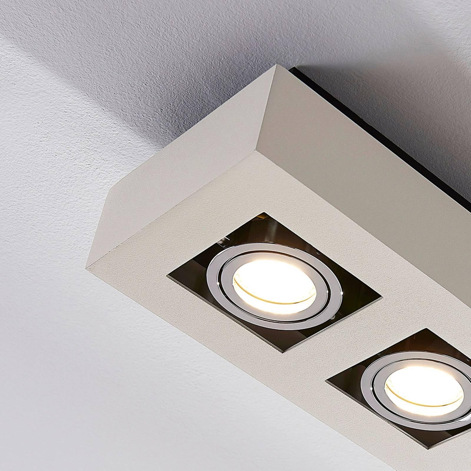 Arcchio lámpara de techo en blanco, foco | lámpara de cocina, gu10, 3 bombillas, moderno, de aluminio, angular para pasillo, oficina, espacio de trabajo, sala de