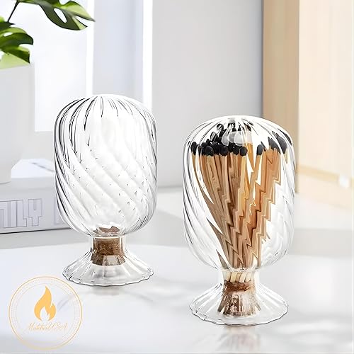 Miniatura 4 de Incluye fósforos!  Campana de vidrio para fósforos en forma de hélice  Frasco decorativo en espiral portafósforos para exhibición de juego de velas