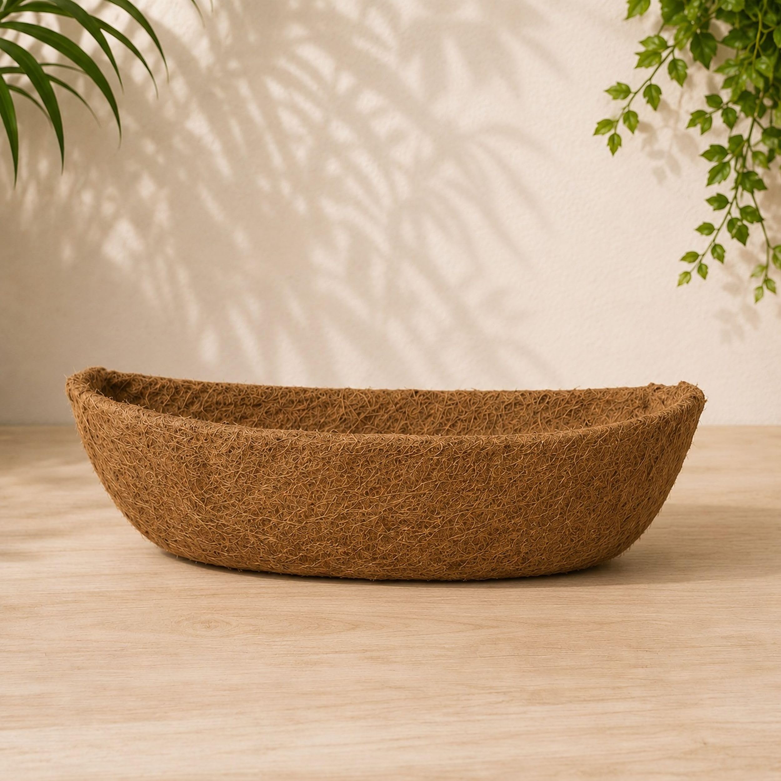 Shop4allsorts Brown 24 Inch Coco Liner Pre Moulded Liner For A 24 Inch Wall Basket Trough Coco Liner Window Box Liner For Wall Mounted Planters/Window Flower Baskets Natural Coir Liner
