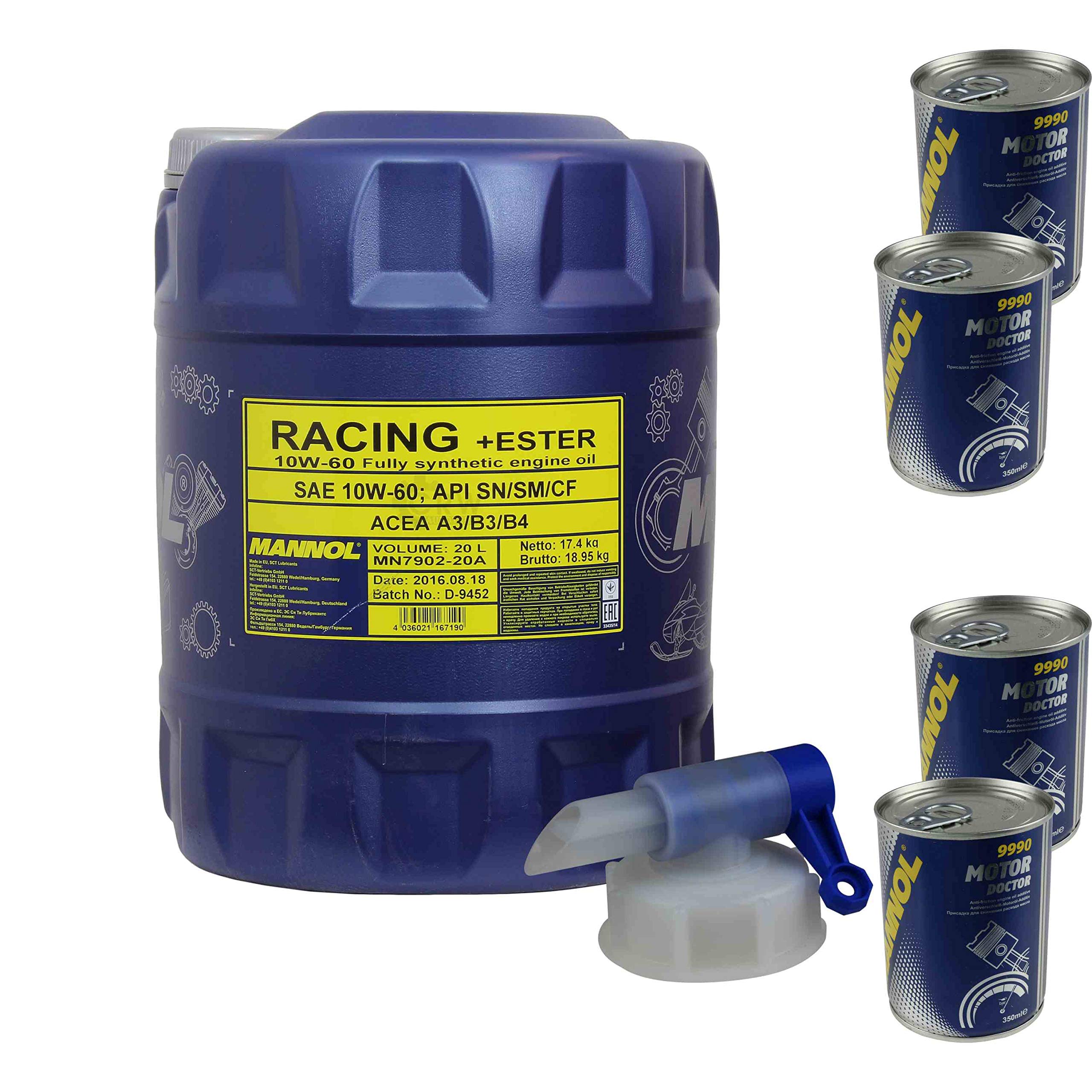 20 l de aceite de motor MANNOL Racing + Ester 10W-60 para 4 motores Doctor ADDITIV