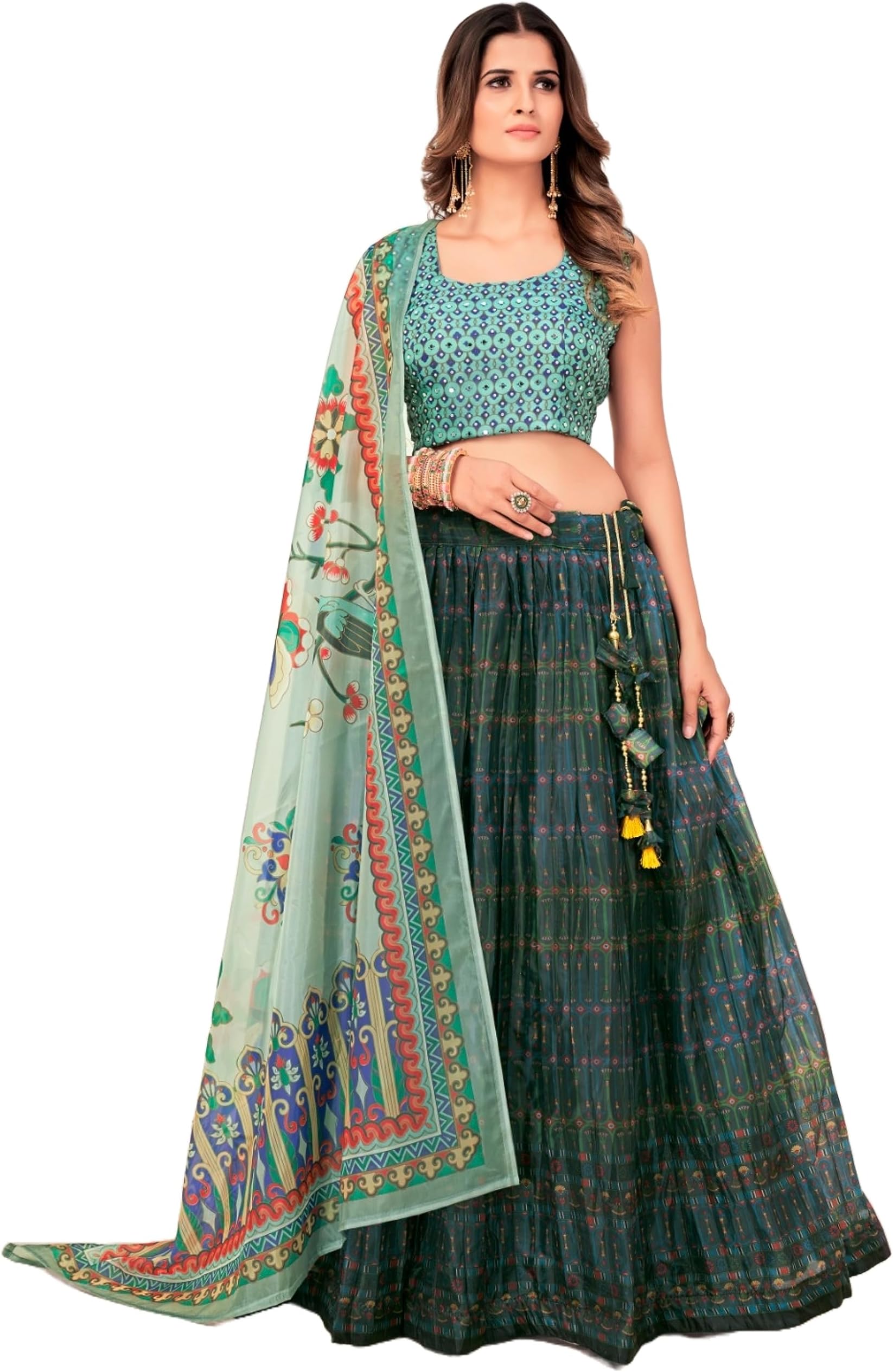 Shri Balaji Silk & Cotton Saree EmporiumFestival Party Wear Designer Organza Stitched Lehenga Choli iIndian Woman1645