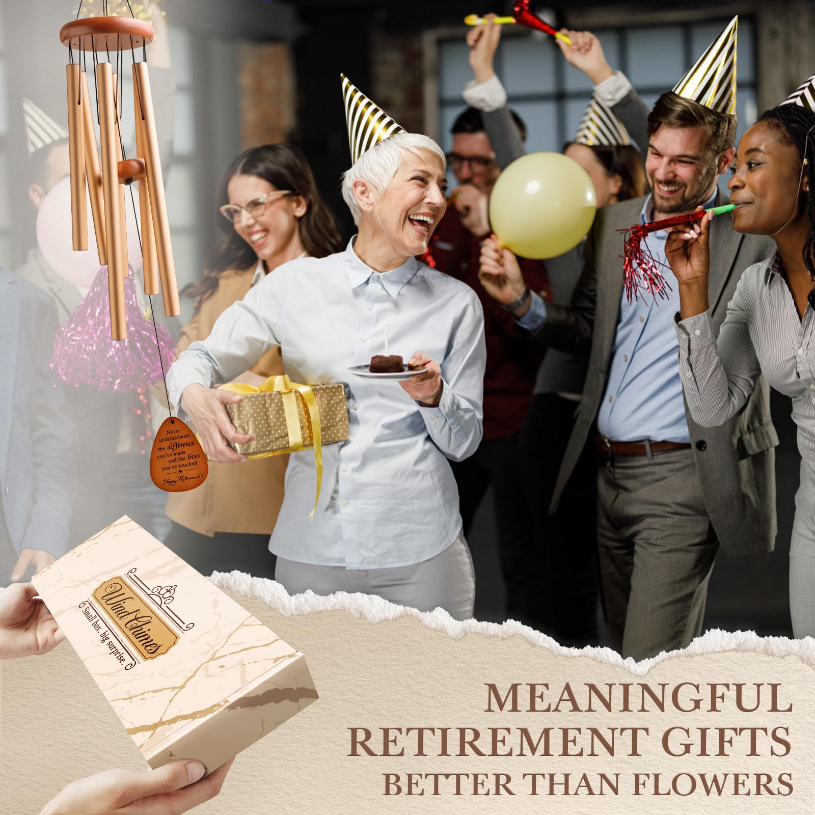 Niyewsor Retirement Gift for Woman Men Retirement Gifts Wind Chime, Happy Retirement Gifts for Coworker Nurse, Veterans, Teacher, Boss - Image 2