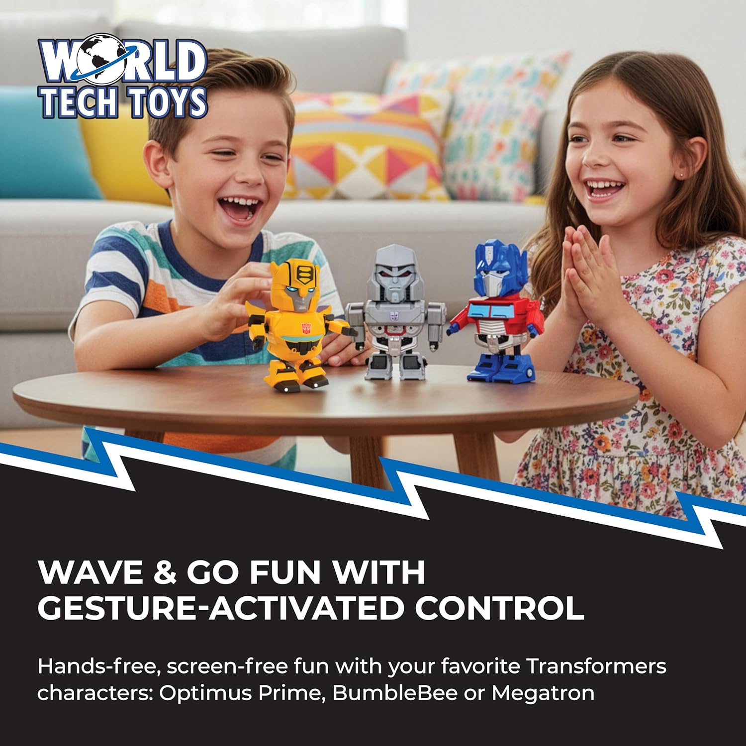 World Tech Toys Transformers Bumblebee LED Dancing Robot with Sound & Music – Gesture Control, Light‑Up Transformer Toy for Kids 6+