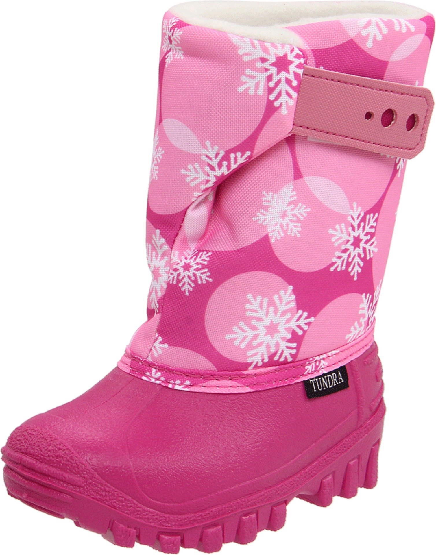 Tundra Teddy Winter Boot (Toddler/Little Kid), Fuschia/Snow Flakes, 4 M US Toddler