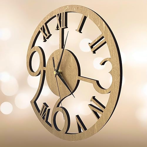 Miniatura 9 de Rizalit - Reloj de pared de madera artístico, moderno, estilo clásico, diseño único de 11.5 pulgadas para sala de estar, cocina, oficina,