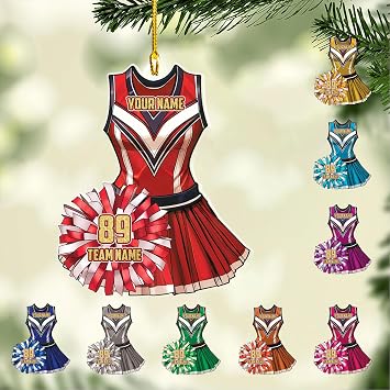Customized Cheerleader Christmas Ornament, 2025 Cheerleading Team 2D Flat Ornament Gifts for Girl, Cheer Girls Basketball Football Boys Ornaments, Cheerleaders Xmas Gifts Cheer 3