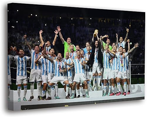 Miniatura 1 de SpiritualHands Póster de Lionel Messi lienzo de Messi Argentina pósteres de fútbol Leo Messi para dormitorio de niños póster de la Copa del Mundo de