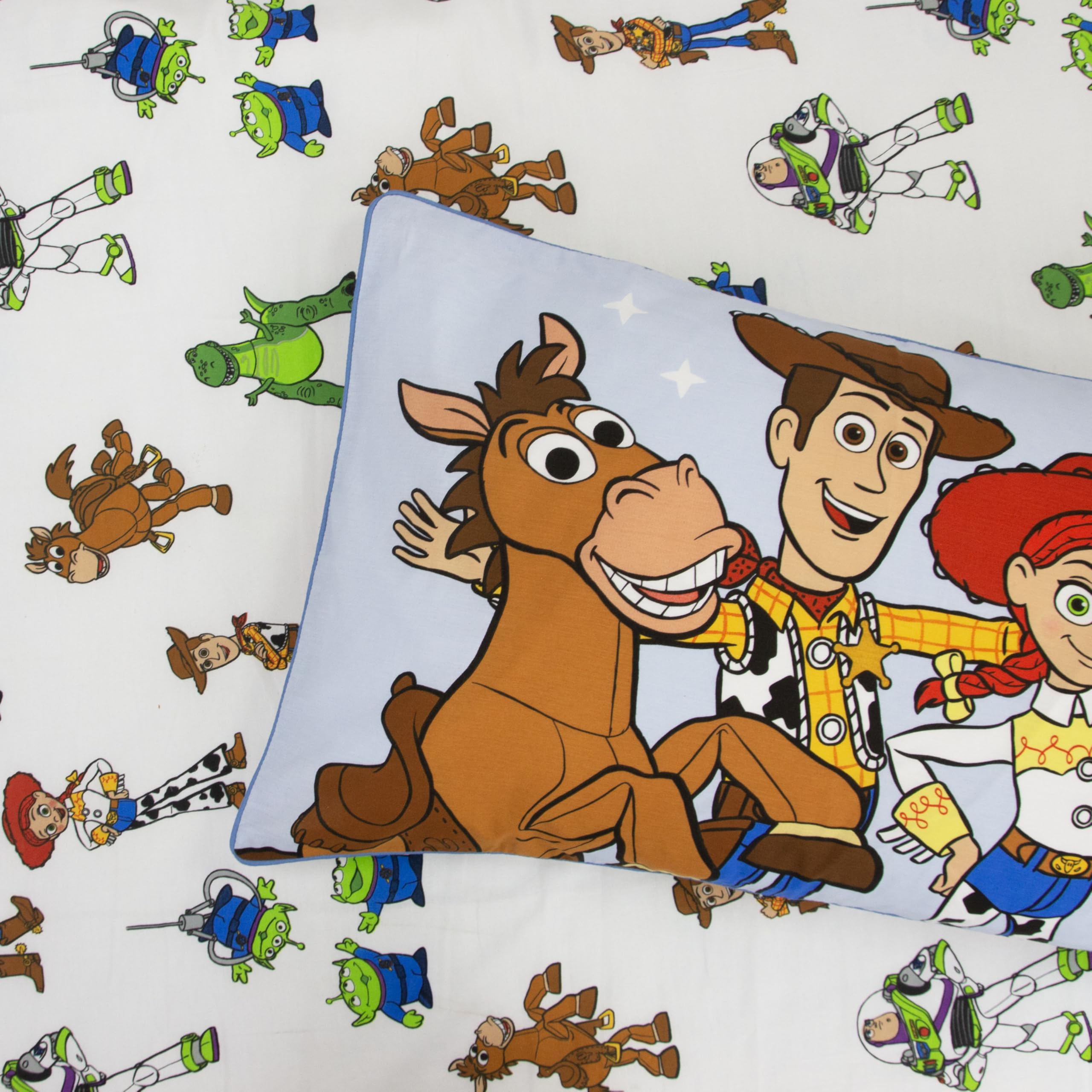 Disney Toy Story Housse de Couette Enfants Simple Officielle | Literie réversible 2 Faces avec taie Assortie | Design Explore avec Buzz, Woody, Jessie | Polycoton