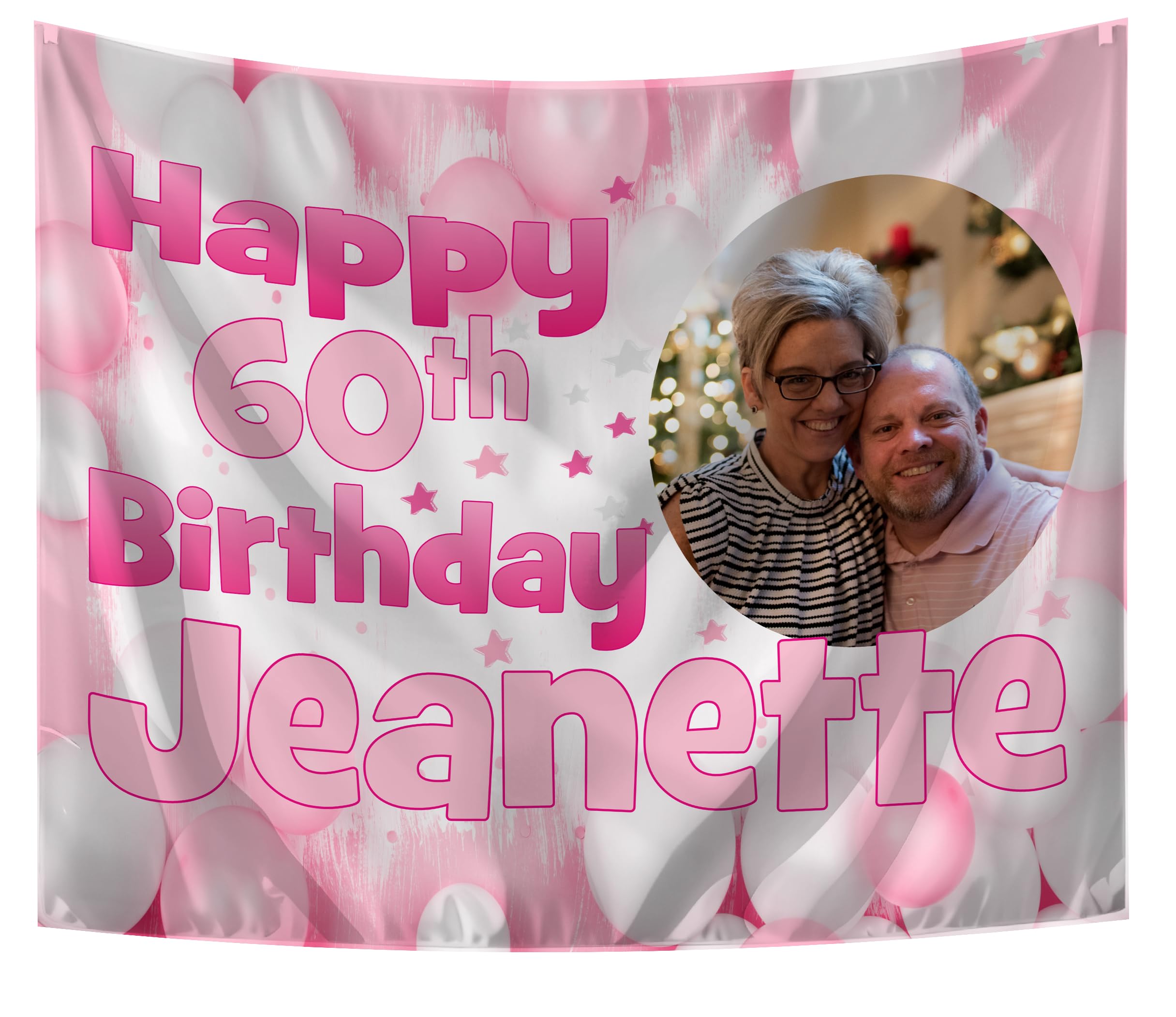 Large Personalised Birthday Backdrop with Photo Happy Birthday Banners for Men or Women Any Age 18th 21st 50th 60th 40th 16th 70th 30th Party Decorations Her Him Indoor Outdoor (Pink)