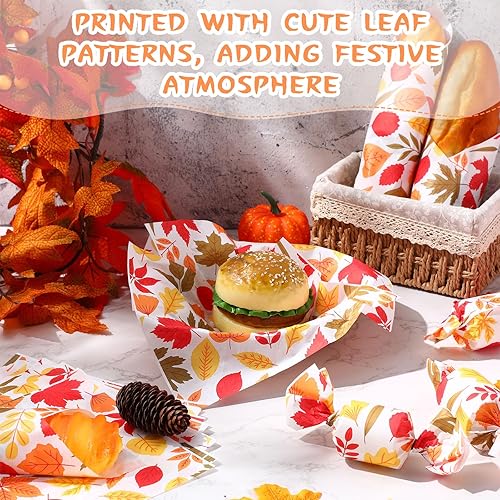 Miniatura 4 de Tenceur 150 hojas de papel de cera de hojas de Acción de Gracias, hojas de papel de hornear delicatessen, papel de envoltura de alimentos, papel de