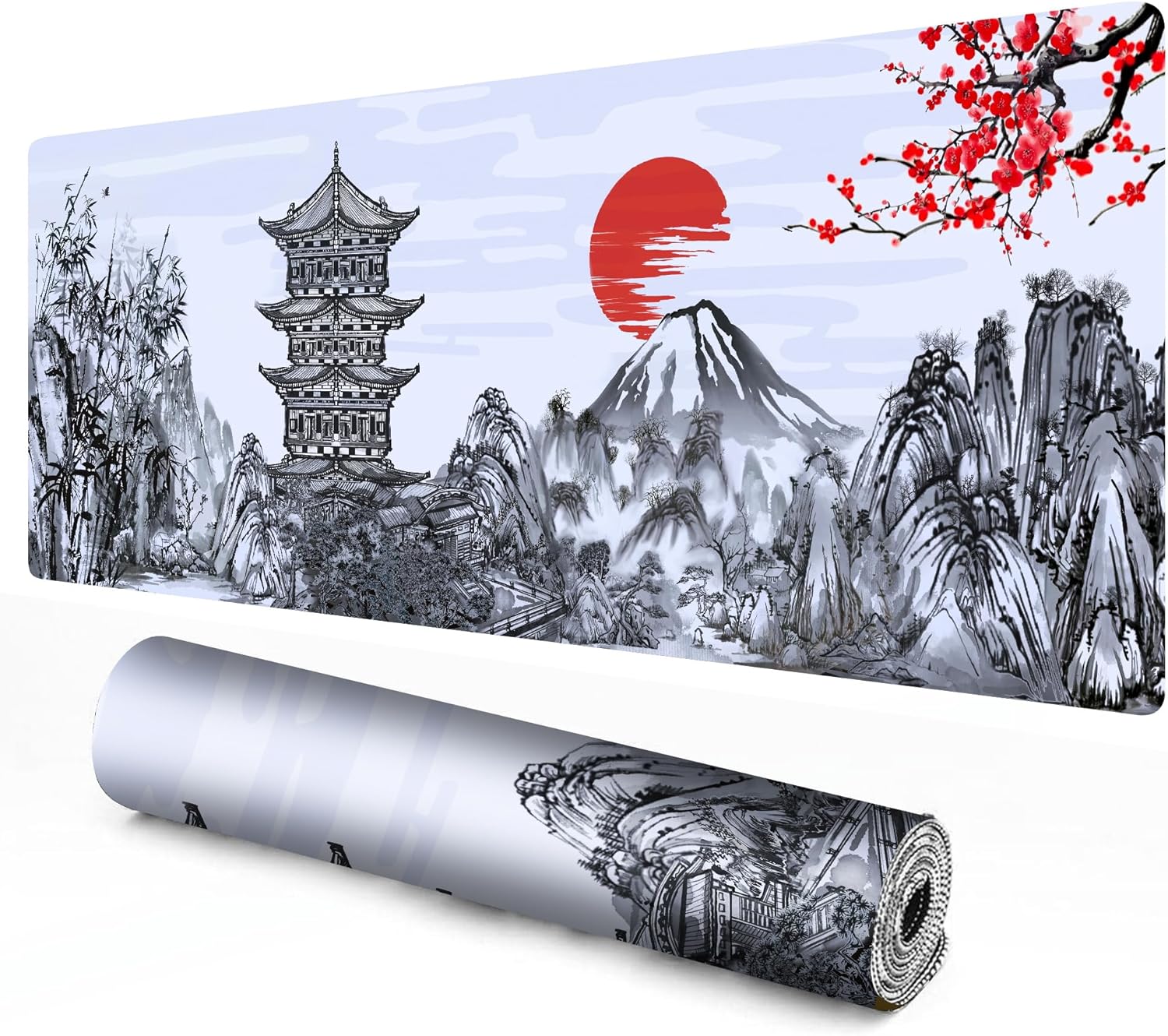 DKFVUA Japanese Mouse Pad White Cherry Blossom Mouse Pad