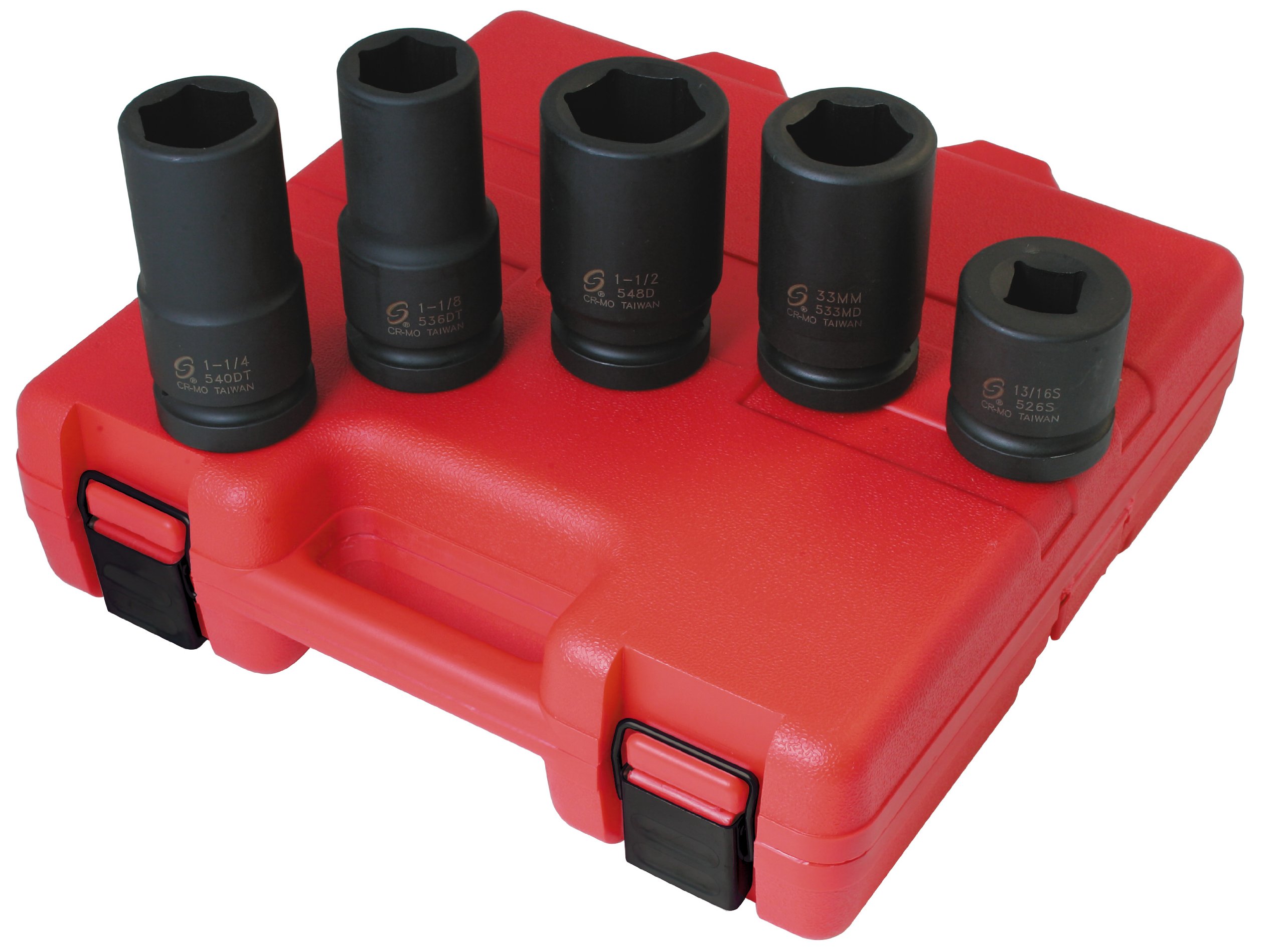 Sunex 5685 2,54 cm unidad SAE y métricas juego de servicio de vaso de impacto, 5 piezas