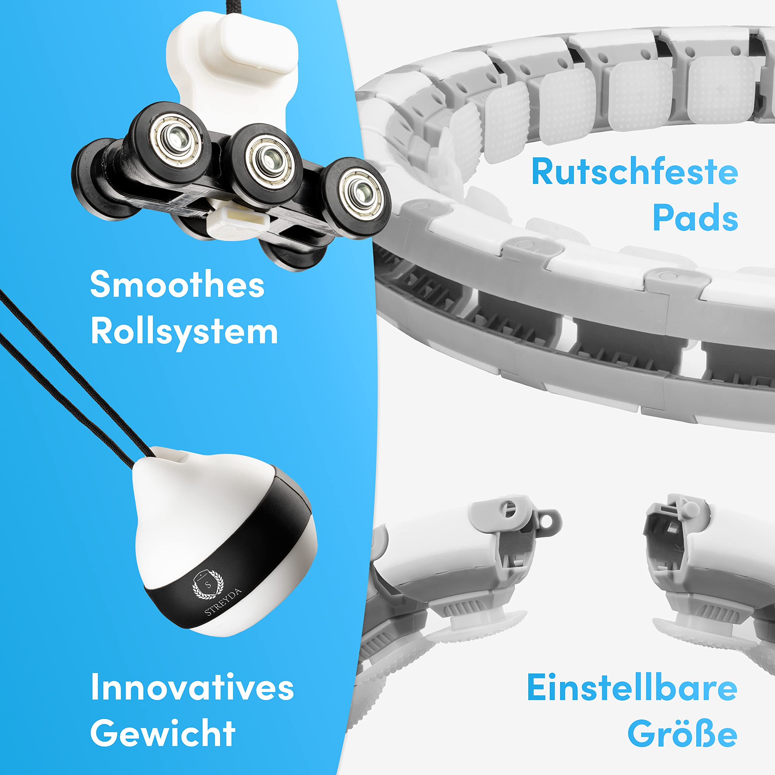 STREYDA ® Premium smart Hula Hoop, Hula Hoop Reifen Erwachsene aus hochwertigem Silikon - Hoola Hoop Reifen Erwachsene optimales Hullahub Reifen zum abnehmen