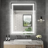 Vista 1 de pickpiff Espejo LED para baño, espejo de pared de 32 x 24 pulgadas con luces, espejos de maquillaje de baño antivaho con 3 colores, regulable