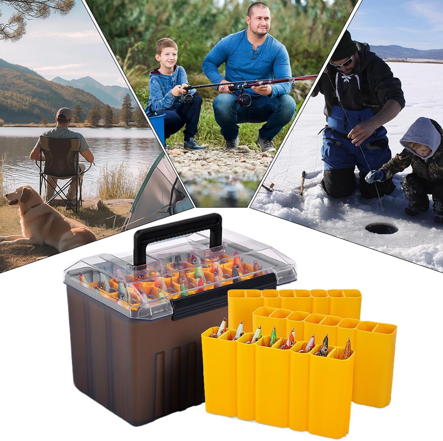 Lure Box - Portable Hard Bait Container, Durable Tackle Storage, Compact Fishing Organizer, Multi Compartment Case | Wear Resistant Bait Storage Solution for Outdoor Angling Trips