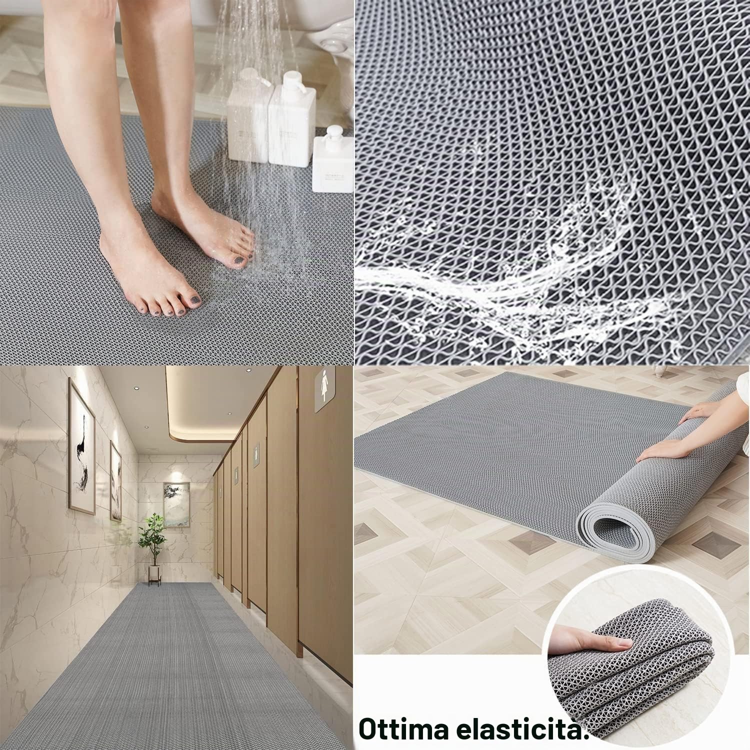 BWKJMY Tappetino antiscivolo per drenaggio, spessore 5.5 mm, tappetino in gomma commerciale, garage, piscine, ristoranti, bar, bagno, patio, esterni, interni, tappeto impermeabile grigio
