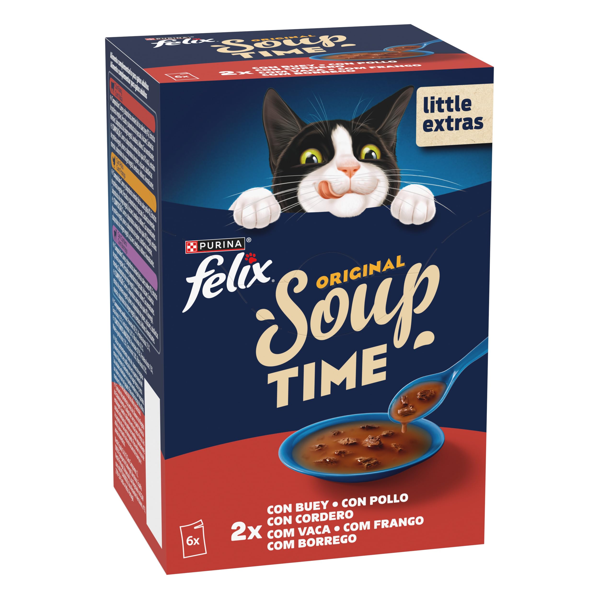 PURINA® FELIX® Soup Time Original con Buey 48 Unidades x 48gr