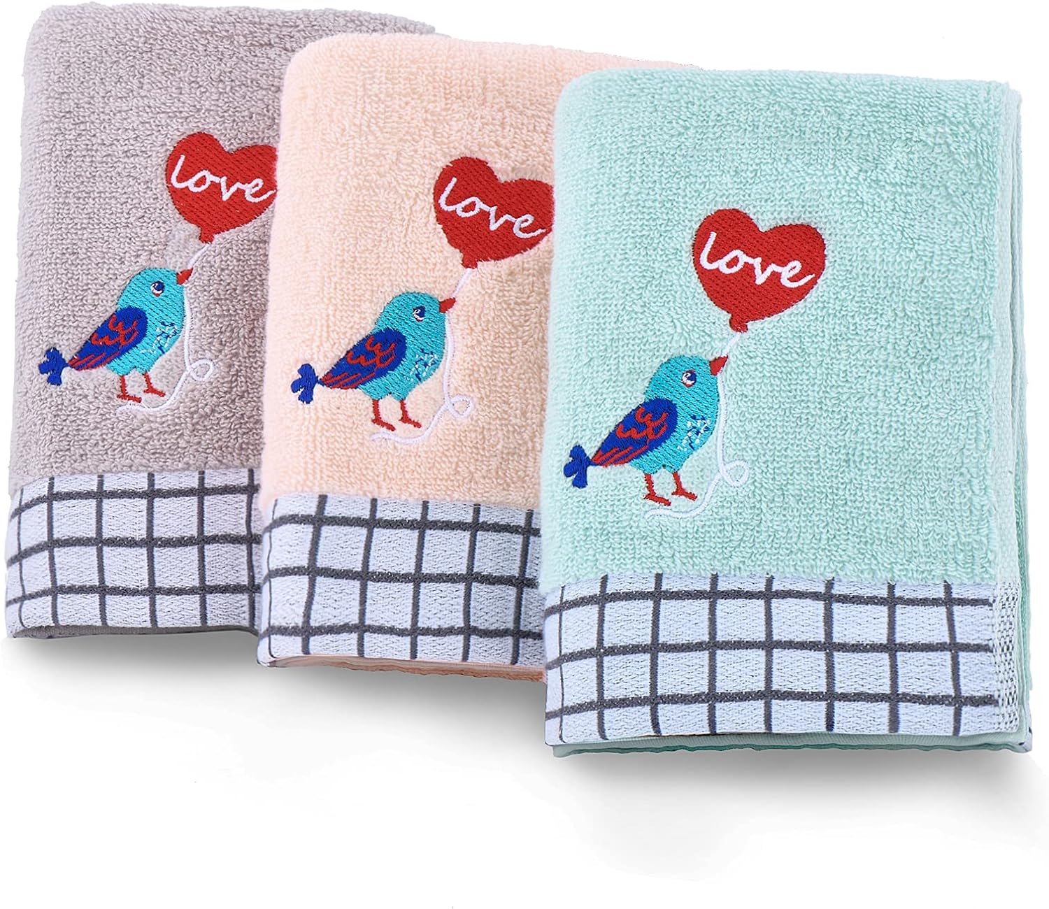 Years Calm 3 Pack Cotton Hand Towels, Face Towels 13.5 x 29, Embroidered Hand Towel, Soft and Absorbent Hand Towel for Bathroom