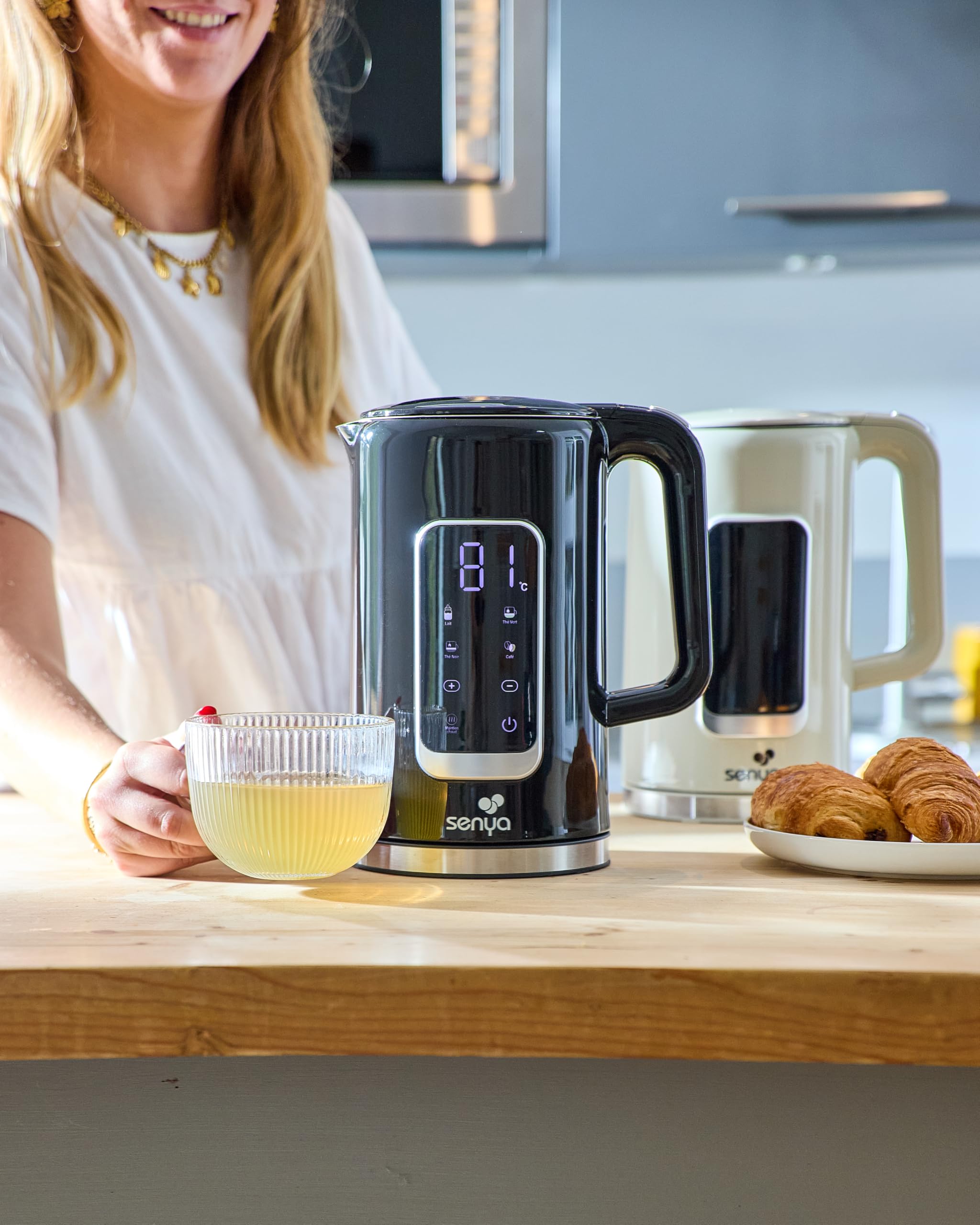 SENYA Elektrische waterkoker van roestvrij staal, 1,7 l, instelbare temperatuur, antikalkfilter en led-display, warmhoudend, geïsoleerd, Easy Tea