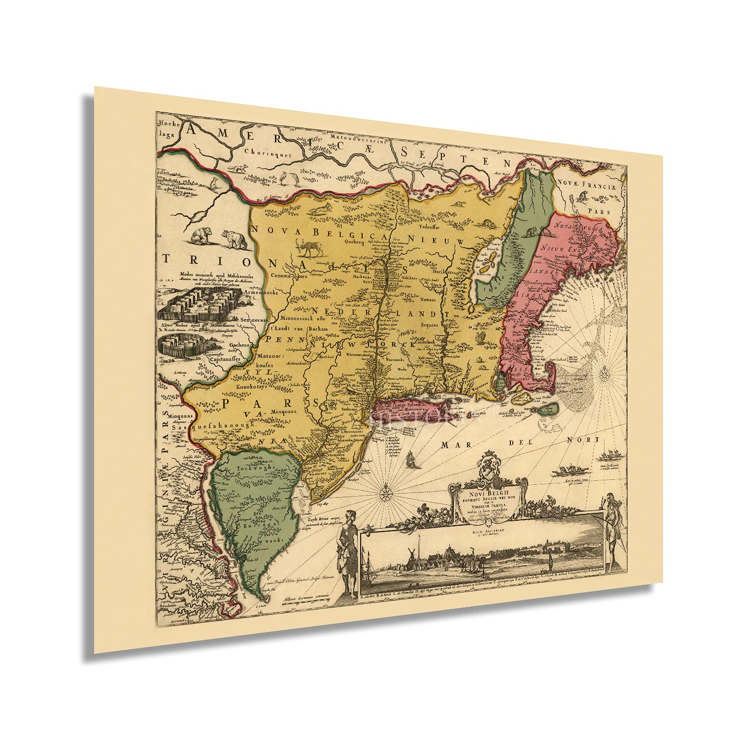 Amazon.co.jp: HISTORIX ビンテージ1690 米国東部地図ポスター - 18x24