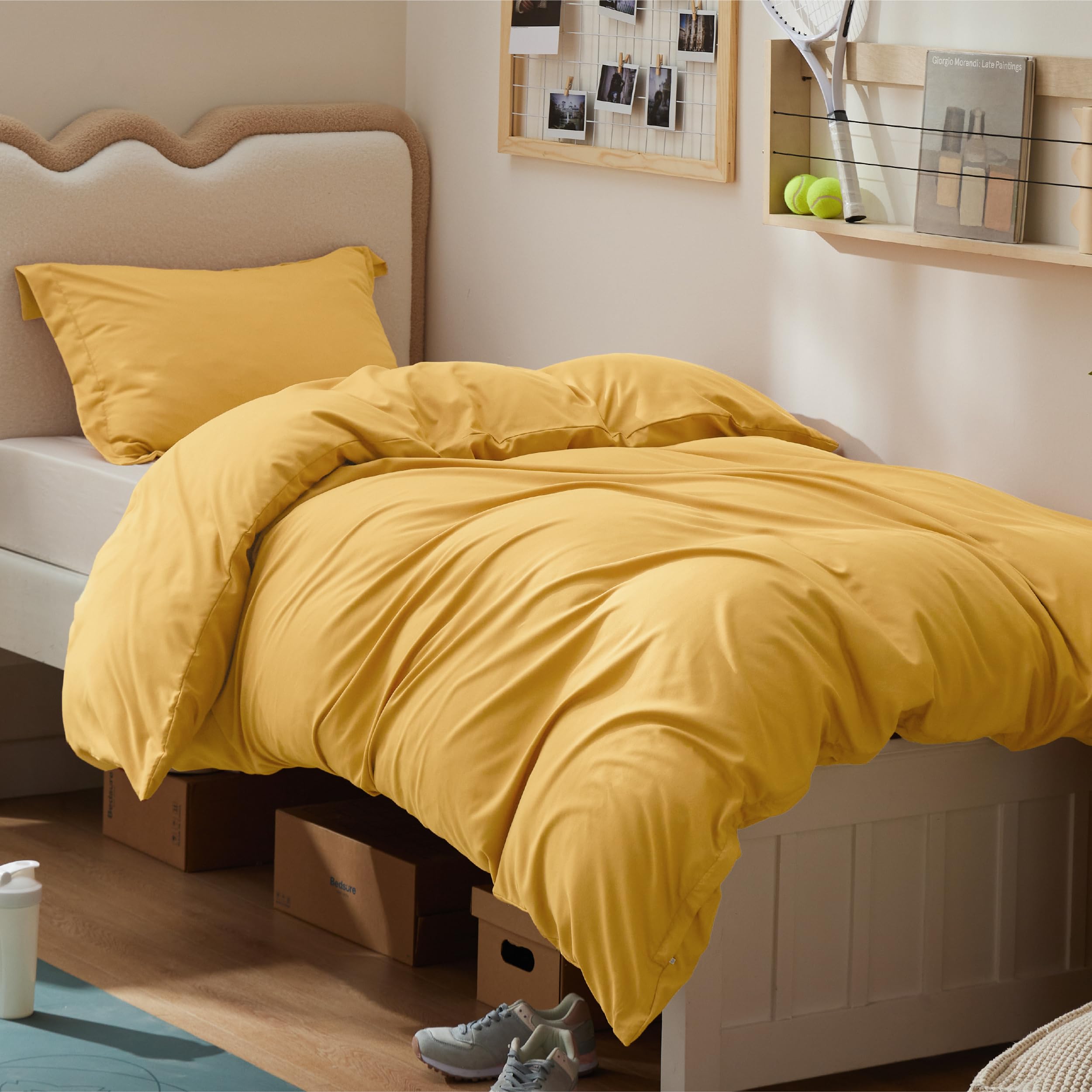 Bedsure Twin/Twin XL Duvet Cover, Double Brushed Bedding Set, Golden Yellow
