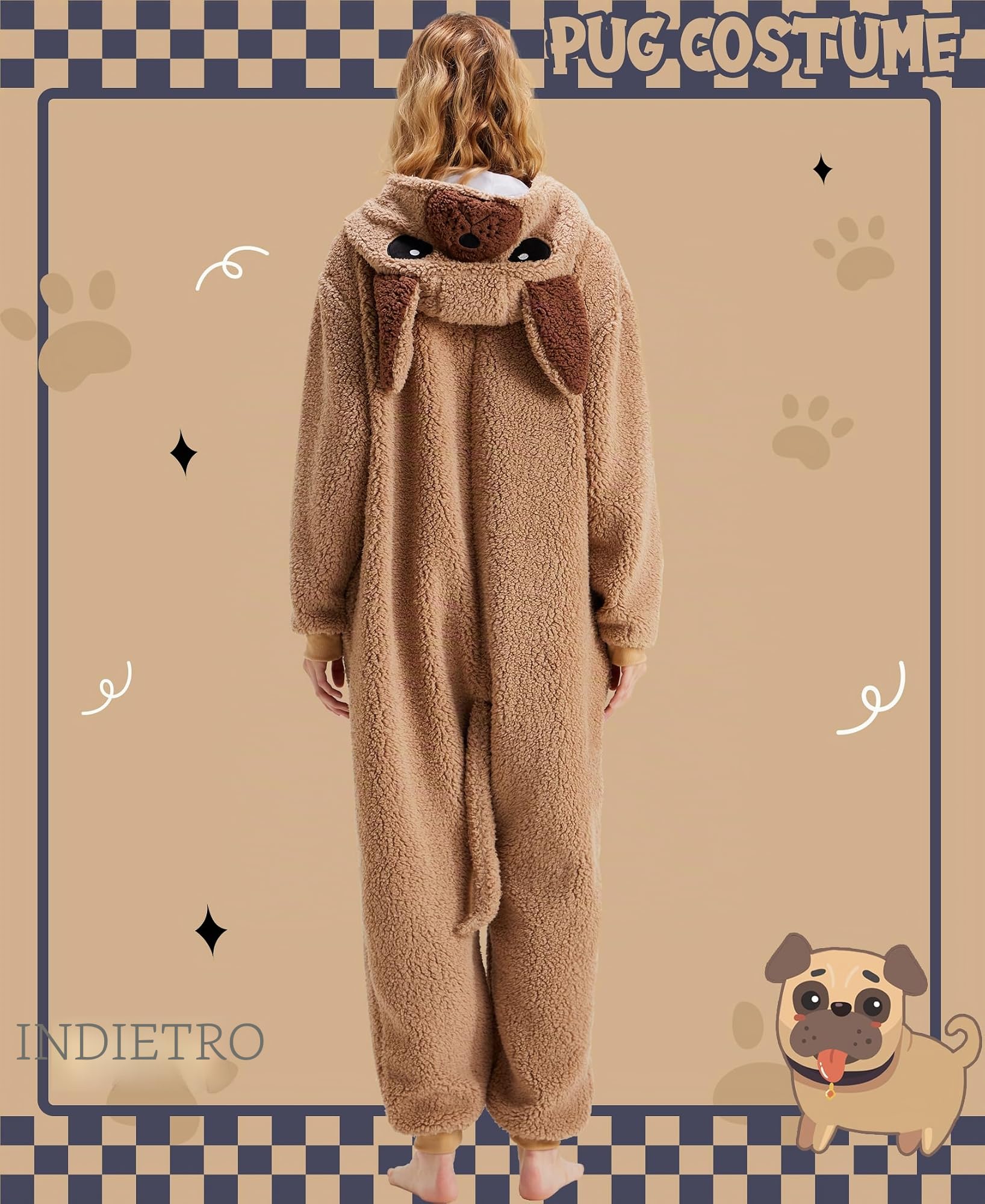 Pug Pigiama Pug Costume Costume Animale Pigiama Cartone Animato Pug Onesie Natale Carnevale Cosplay Costume