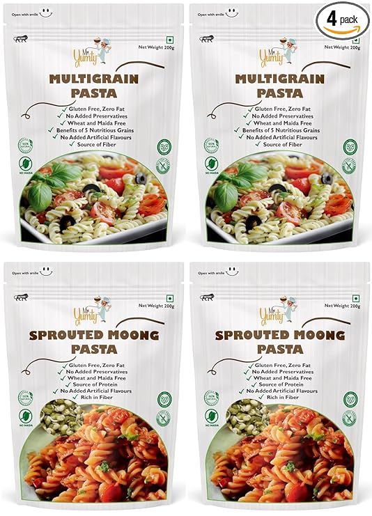 Gluten Free 2 x Multigrain Pasta and 2 x Sprouted Moong Pasta | No Wheat, No Maida | A rich source of Proteins and Fiber, 200g Each (Combo)