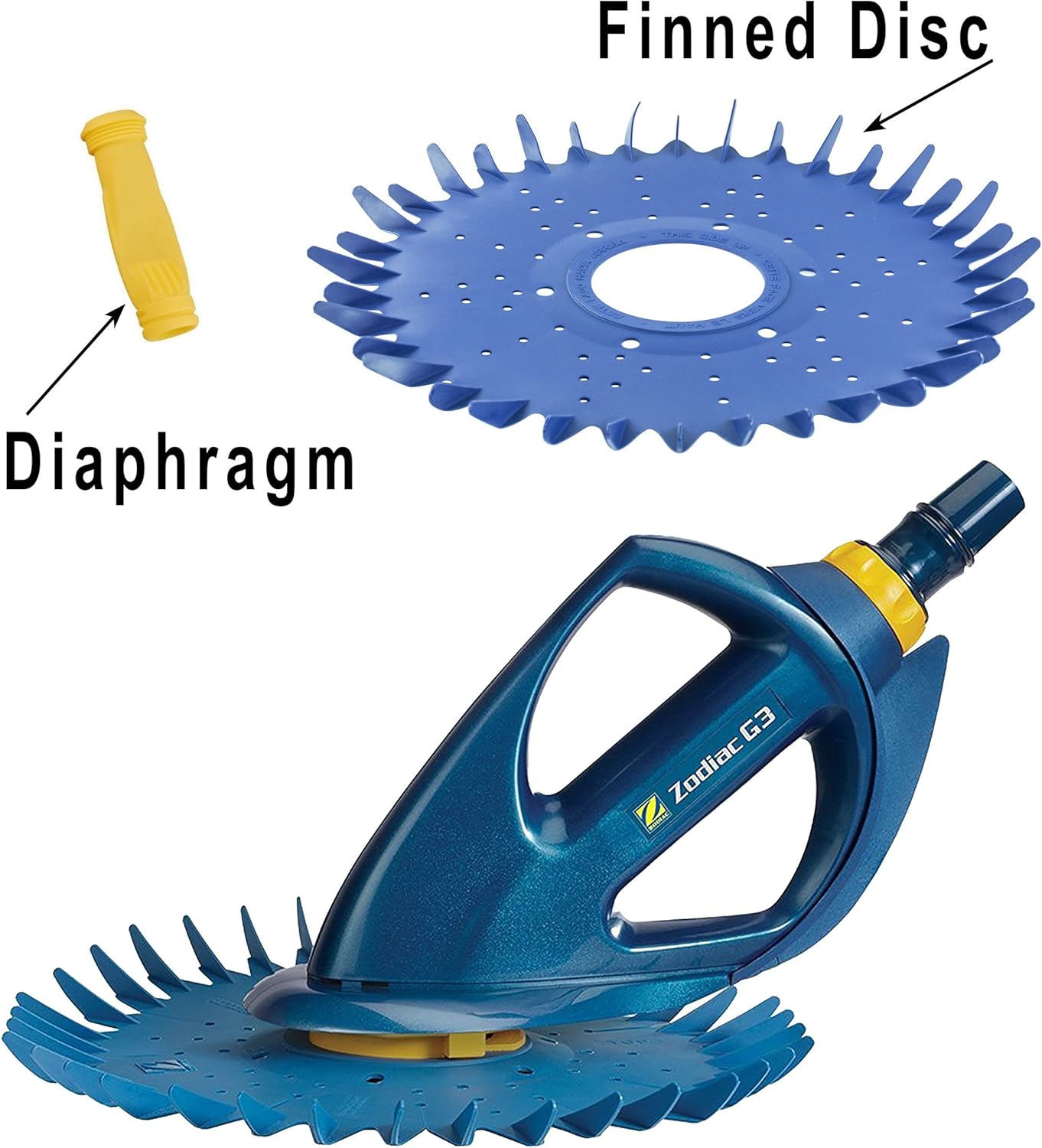 Zodiac Baracuda G3 W03000 Advanced Suction Side Automatic Pool Cleaner with Additional Diaphragm and Finned Disc