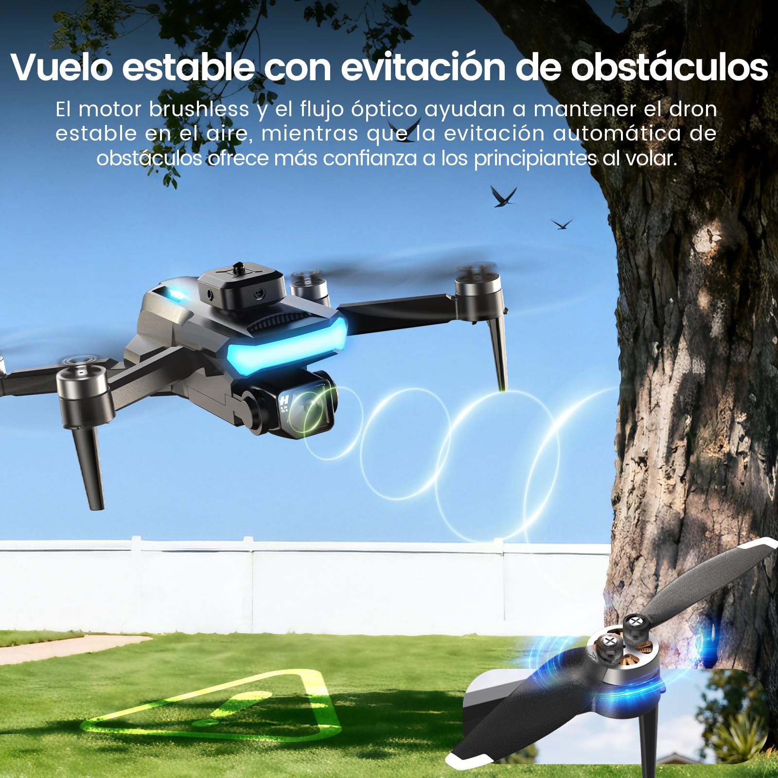 Drone Plegable con Cámara 1080P para Adultos, Cuadricóptero RC con Pantalla HD de 4,3″, Motor sin Escobillas, Evitación de Obstáculos, Flujo Óptico, 2 Baterías, Regalo para Principiantes