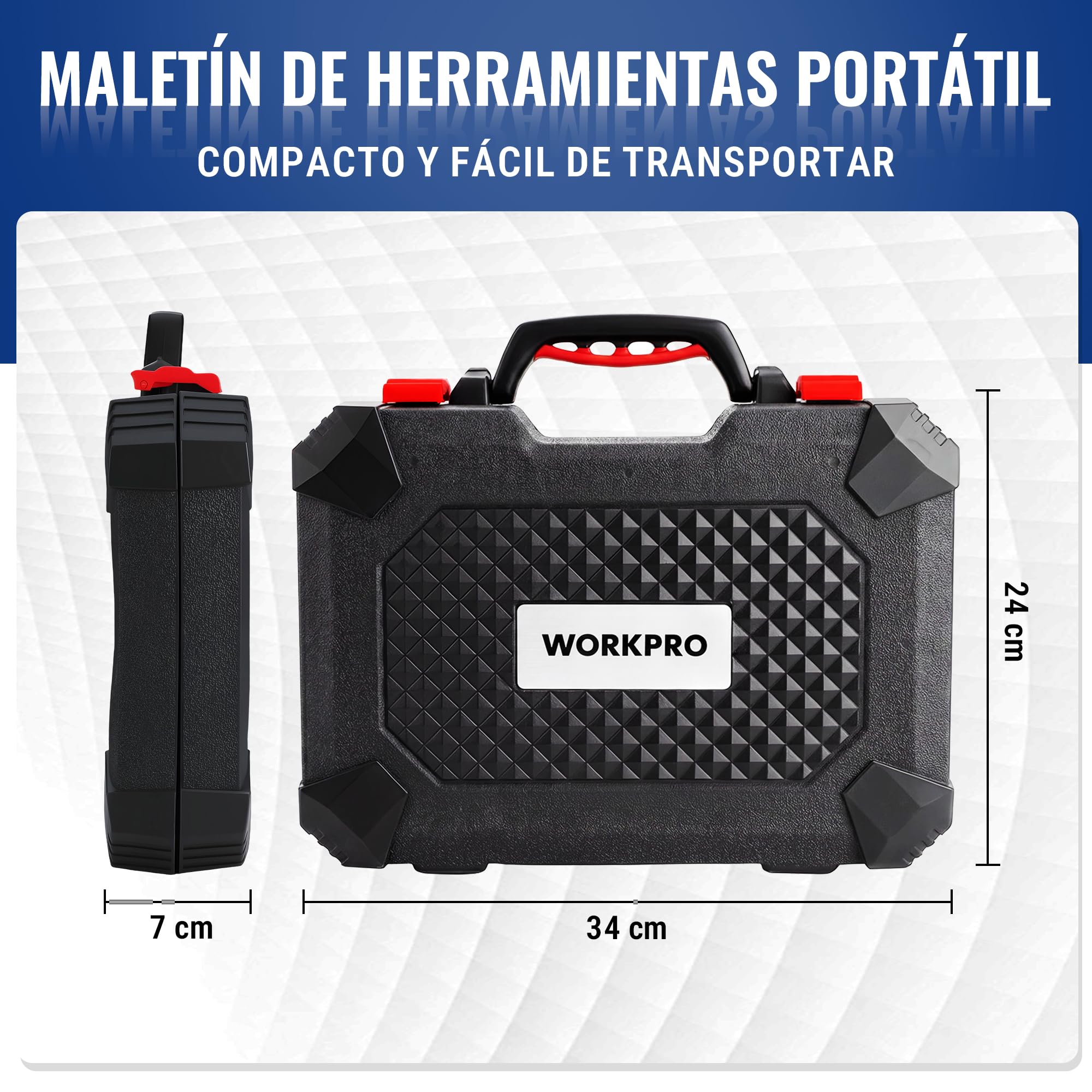 WORKPRO 160 Piezas Caja de Herramientas Básicas y Accesorios con Estuche de Almacenamiento, Maletin de Herramientas, para Bricolaje y Arreglos Diarios | Juego De Herramientas Manuales Y Accesorios Para Hogar, Bricolaje Y Reparaciones Diarias