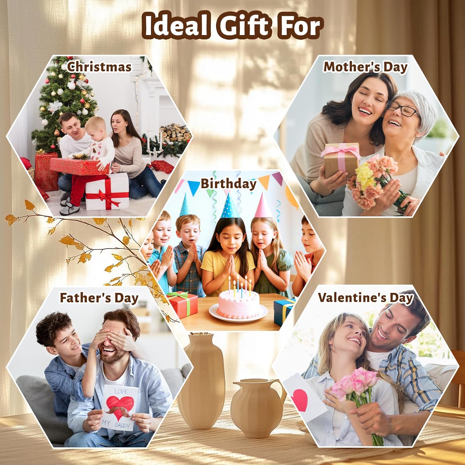 Wooden Bear Puzzle with 2-7 Names, Personalized Hugging Bear Family Puzzle Gifts for Mom Dad Family Members, Custom Christmas Birthday Thanksgiving Adoption Day Gifts