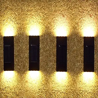 Solar Wall and Fence Post Lights - Decorative Waterproof LED Garden Lights for Outdoor, Deck, Front Door, Stairs, Yard - 4 Pack (Warm White)