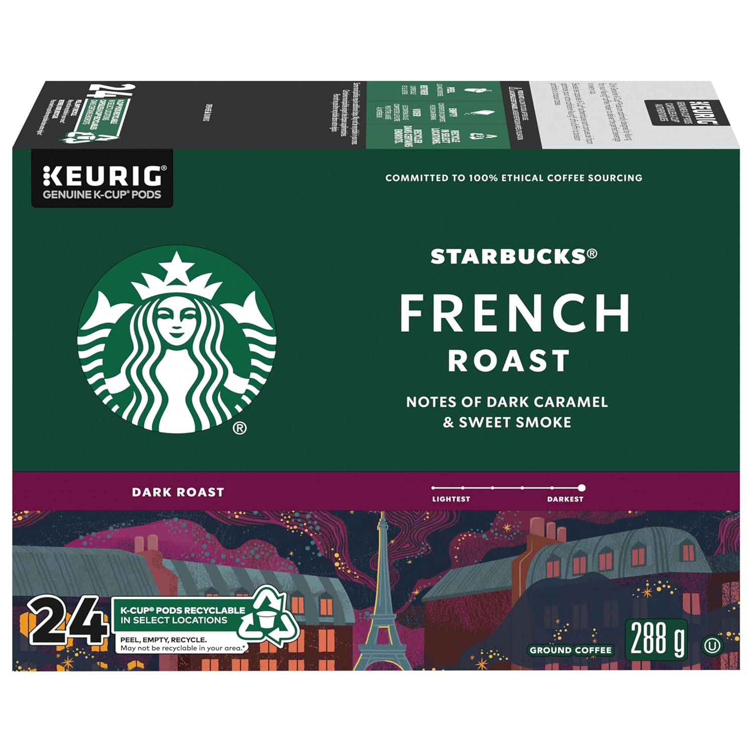 Starbucks French Roast, Dark Roast Coffee, Single Serve Keurig K-Cup Pods, 24 Capsules