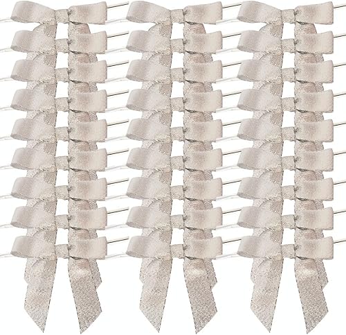 Miniatura 2 de 36 lazos plateados metálicos de 4-12 pulgadas con lazos giratorios para envolver regalos, embalaje, decoración de Navidad (4.5 pulgadas, plateado)