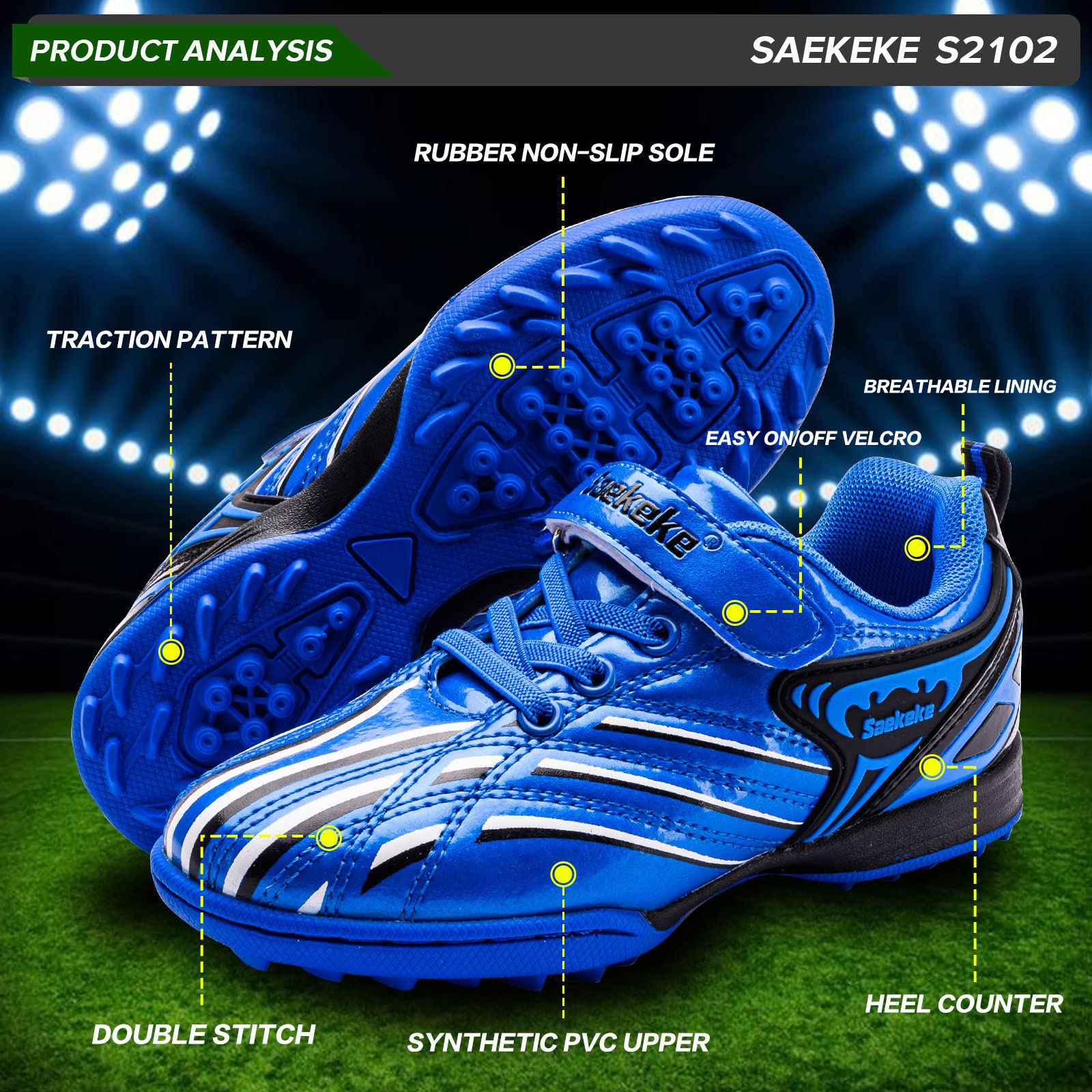 Chaussures de Football TF Garçons Filles pour Surface Synthétique, Chaussures de Course pour Jeune Enfant/Enfant Plus âgé