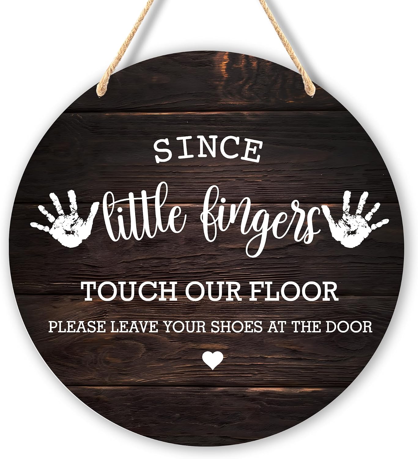 Wall Pediments Shoes Off Sign,Shoes Off Sign for Front Door,Since Little Fingers Touch Our Floor Door Sign,Please Take Your Shoes Off Sign,9.8x9.8 Inches（05）