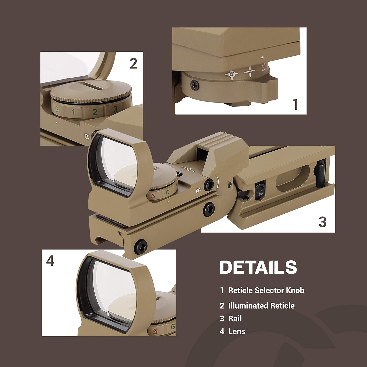 ESSLNB Red Green Dot Sight Reflex Sight Scope with 4 Reticles and 20/22mm Rail Mounts Waterproof Shockproof with 5 Adjustable Brightness