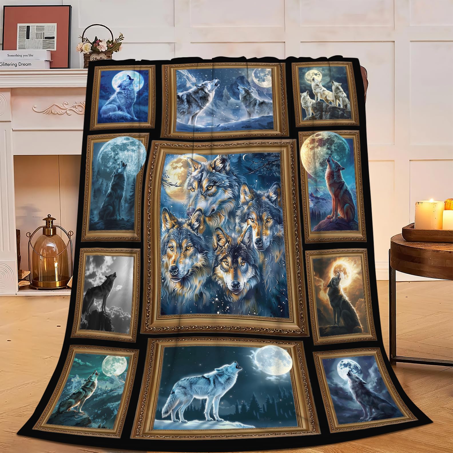 Wolf Blanket Soft Cozy Wolf Animal Throw Blanket Gifts for Women Girls Super Plush Warm Wolf Stuff Lightweight Fleece Flannel Gift Blankets for Kids Adults 50"X40"